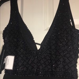 Black AQUA gown with embellished detailing